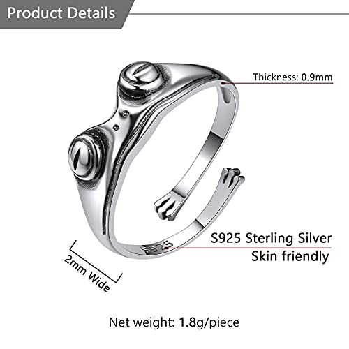 Silvercute Frog Open Ring 925 Sterling Silver Adjustable Cute Animal Stacking Finger Ring For Women Men #TOP5