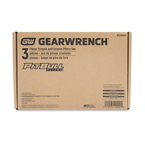 GEARWRENCH Conjunto de alicates PITBULL K9 de 20,32 cm, 25,40 cm e 30,48 cm, ponta reta, material du