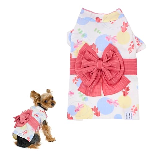 【LIFELIKE公式】縁日浴衣 ドッグウェア 浴衣 小型犬 中型犬 犬 服 春 夏 春夏 夏祭り 金魚 金魚柄 可愛い かわいい おしゃれ 犬の服 ペット服 犬服 ペット グッズ 洋服 ペット用品 ライフライク (ホワイト, 2L)