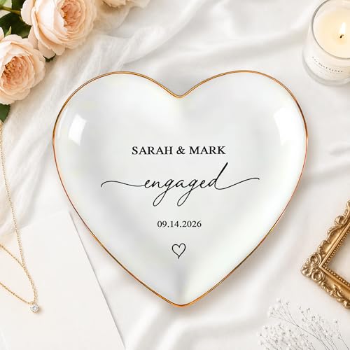 Sengift Custom Ring Holder with Classic Lettering and Handwritten Charm | Personalized Ring Dishes for Women | Custom Trinket Dish for Bride, Groom | Eternal Love Keepsake, Romantic Wedding Gift