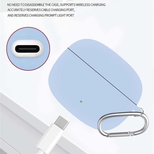 Image of Anvique Silicone Case Cover for Oneplus Nord Buds 4 Pro, Scratch Resistance, Shock Absorption, with Premium Carabiner (SkyBlue R)