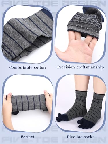 Image of Fourluoo 6 Pairs Women Cotton Athletic Toe Socks