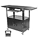 AV Cart with Locking Cabinet Adjustable Height Rolling Media Cart for Computer Laptop Projector Printer with Pullout Keyboard Tray Cord Management