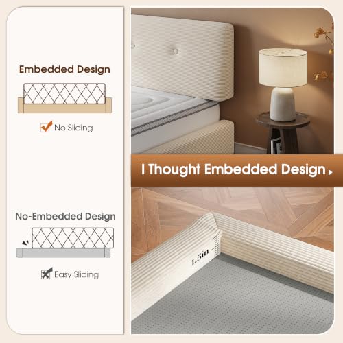 Image of EnHomee Cloud Bed Frame King Size with Adjustable Headboard