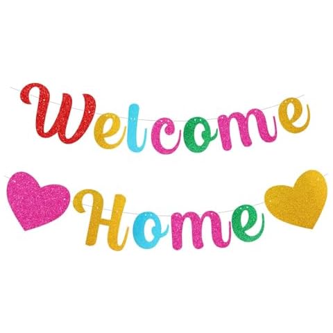 Colourful Glitter Welcome Home Banner Cover