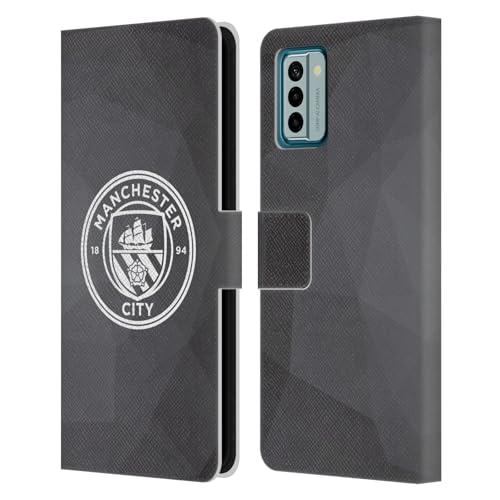 Head Case Designs Officially Licensed Manchester City Man City FC Black White Mono Badge Geometric Leather Book Wallet Case Cover Compatible with Nokia G42