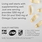 Sports Research Triple Strength Omega 3 Fish Oil - Burpless Fish Oil Supplement w/EPA & DHA Fatty Acids from Wild Alaskan Pollock - Heart, Brain & Immune Support for Men & Women - 1250 mg, 240 ct - Image 5