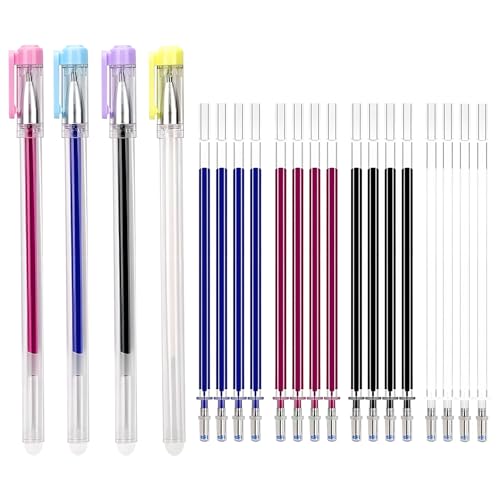 4 Colores Rotuladores De Tela Borrables Por Calor,Bolígrafos Con 20 Recambios Recambios Para Cuero, Ropa, Costura, Confección