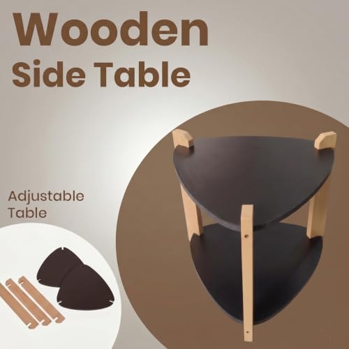 Image of Modern Triangle Side Table, Home Decor for Living Room, Bed Side Tables for Bed Room, stools for Home, Furniture for Home, 2-Tier White Shelves