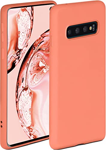 ONEFLOW Coque Souple Compatible avec Samsung Galaxy S10, Coque en Silicone, Bord surélevé pour la Protection d'écran, Double Couche, Coque Souple pour téléphone - Orange Mat Cover