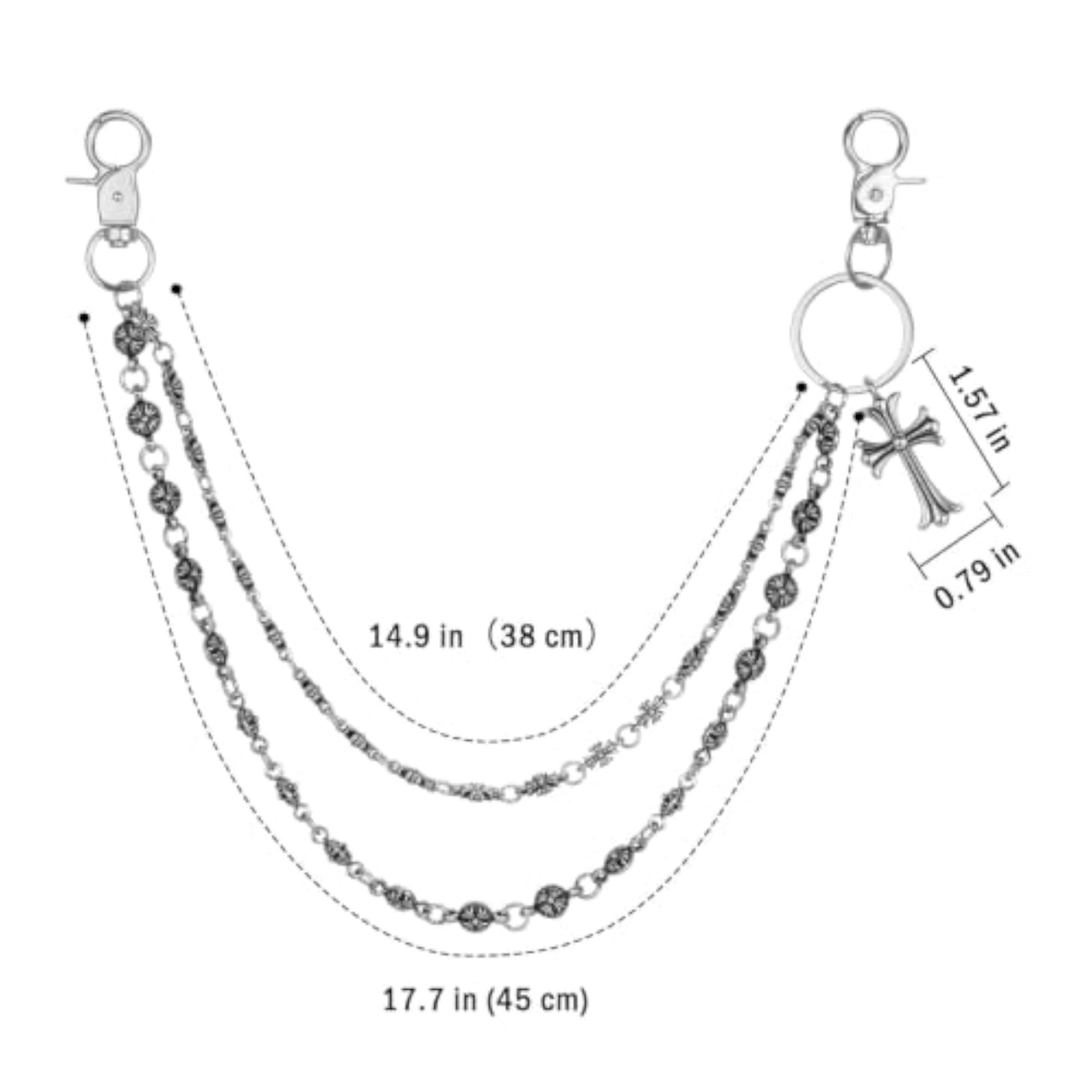 Y2K Style Cross Pant Chain for Men and Women