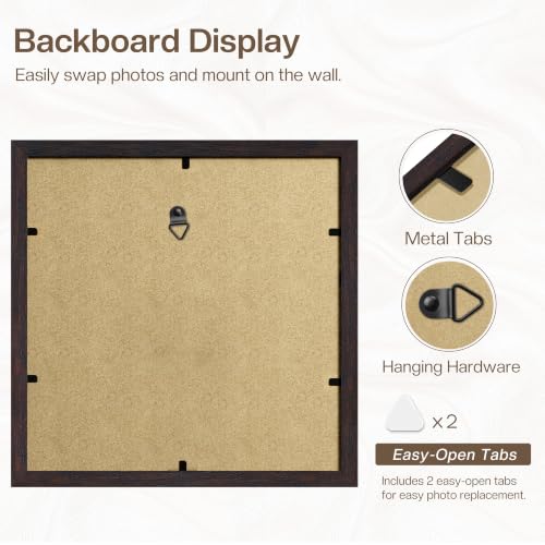 Image of Picrit 12x12 Picture Frame 3 Pack, Wall Mount Display, Walnut Wood Grain