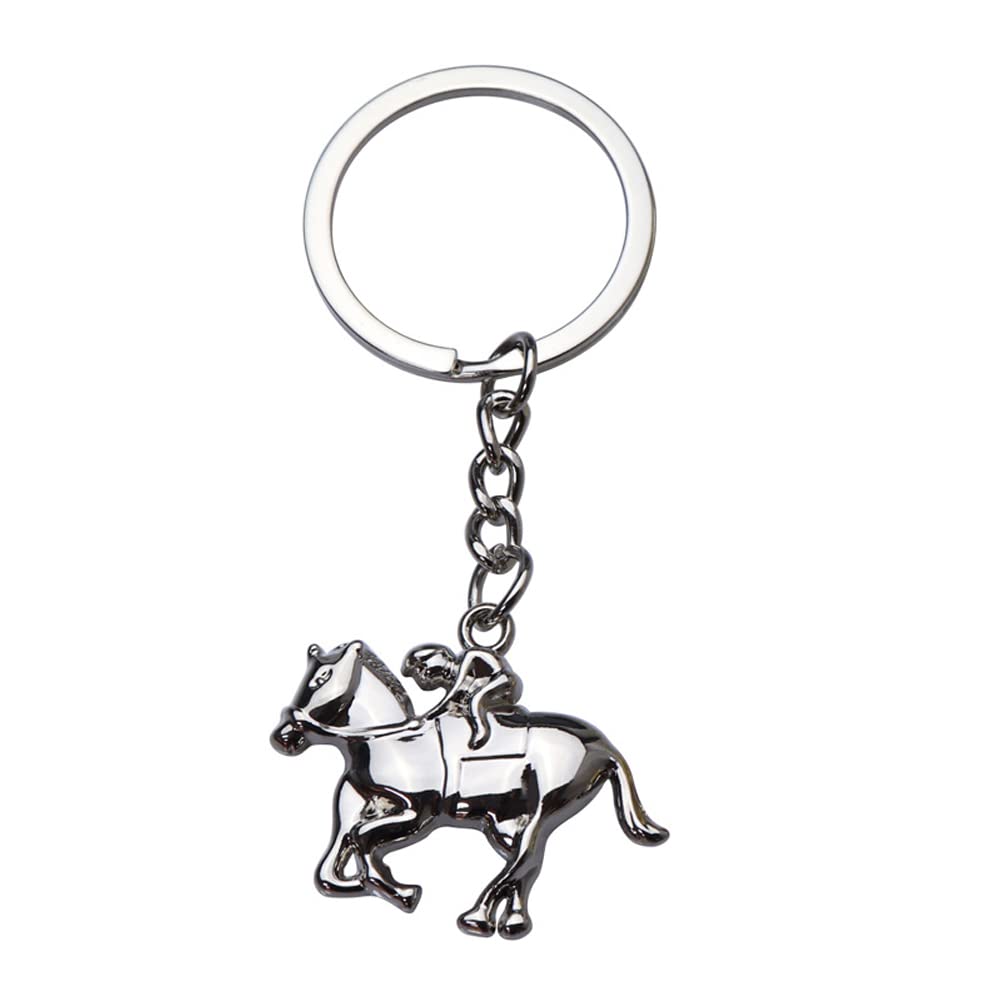 Arfuka Men's Silver Keyring Horse Racing Pendant Keychain Metal Key Ring Christmas Birthday Gift Key Chain For And Wo
