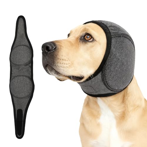 Ohrenschutz Hund, Gehörschutz für Hunde, Wasserdicht und Komfortabel Verstellbarer Schallschutz Ideal Stress und Angst zu Reduzieren, zum Baden Fellpflege Schwimmen für Gewitter und Feuerwerk (M)