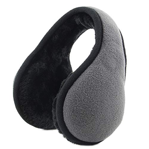 Metog Unisex Foldable Ear Warmers Polar Fleece Winter Earmuffs Gray