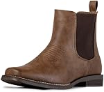 J's.o.l.e Western Cowboy Boots Men Square Toe Botte Cowboy Homme Stylish Ankle Chelsea Boots Brown Black Tan
