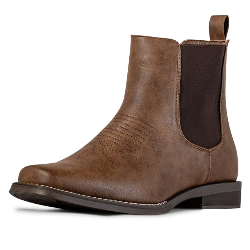 Image of J's.o.l.e Western Cowboy Boots for Men Square Toe Stylish Ankle Chelsea Boots