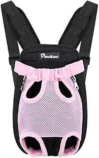 Pawaboo Pet Carrier Backpack, Adjustable Pet Front Cat Dog Carrier Backpack Travel Bag, Legs Out, Easy-Fit for Traveling Hiking Camping for Small Medium Dogs Cats Puppies, Medium, BLACK