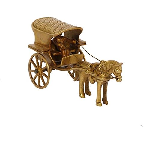 Artvarko Brass Horse Cart Replica for Home Office Living Room Study Table Vastu Decor Fengshui Ashav Idol Murti Tanga Showpiece Statue 5.5 Inch Cover