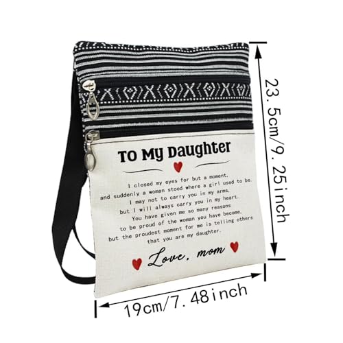 To Daughter Messenger Bag Small Ethnic Pattern Printed Adjustable Strap Crossbody Zipper Bag Inspired Slogan Phone Bag Wallet Cute Shoulder Handbag Present for Daughters2