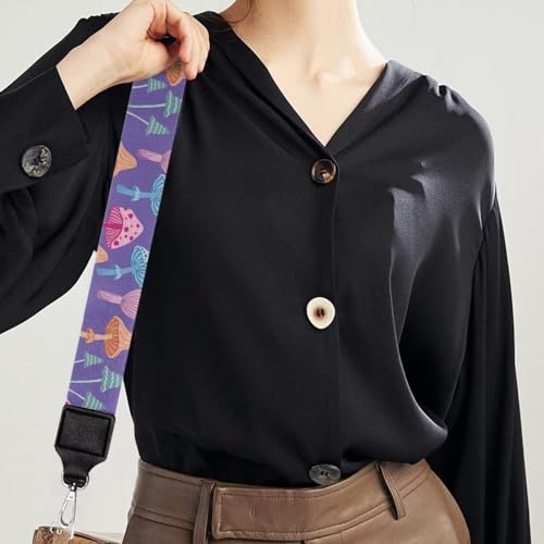 Image of TODIYADDU Colorful Mushrooms Handbag Strap with Cute Pattern Handbag Straps Long Strap Purse Wide Shoulder Strap Fit for Wallet Photography Enthusiast for Valentine's Day Travel Fit for Canvas Bag
