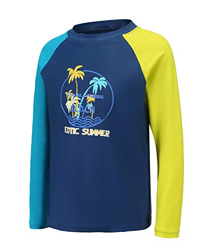 HowJoJo Big Boys Long Sleeve Rash Guard Shirts Swim Shirt UPF 50+ White 12T