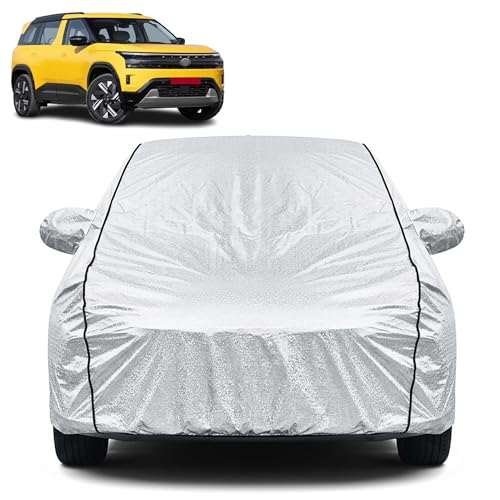 Image of Waterproof Car Cover for TATA Sierra | Dustproof, UV Resistant & Scratch Protection | Soft Cotton Lining | Triple Stitched | Mirror Pockets & Elastic Fit | Silver