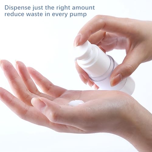TUZAZO 6 Pack 1.7 OZ/50 ML Airless Pump Bottles, Clear Plastic Travel Size Pump Bottles, Refillable Vacuum Cosmetic Containers Lotion Dispenser for Foundation, Cream, Shampoo4