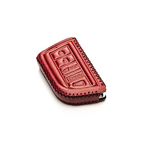 Image of Vitodeco Genuine Leather Smart Key Fob Case with Leather Key Strap Compatible for Acura MDX, RDX, ADX, TLX, INTEGRA - 4-Button, Red