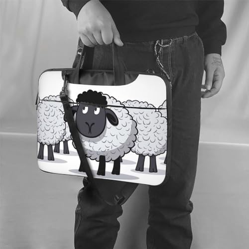 Maletín para laptop unisex con oveja blanco y negro 15.6 pulg miniatura 6