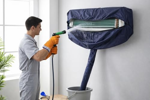 Image of Split AC Cleaning Cover Waterproof | Indoor AC Service Washing Bag | AC Coil Cleaning Cover for Split Air Conditioner (52 Inches With Complet Kit)