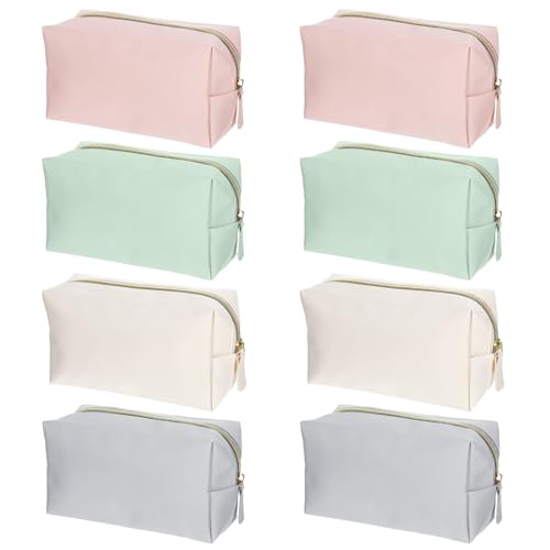 8 Pcs Makeup Bag Pu Leather Cosmetic Pouch Waterproof Small Toiletry Bag Portable Cosmetic Organizer Water Resistant Storage Purse for Lady Women Daily Storage Travel Organizer