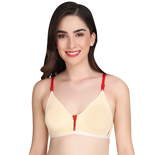 Image of Women Non Padded Bra - Made of Pure Cotton Full Coverage Non Wired Seamless Pushup Soft Cup for T-Shirt Saree Dress Sports Garment for Daily Use Everyday