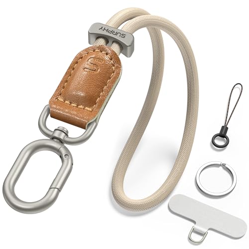 Image of SURPHY Phone Wrist Strap, Keychain Wristlet, Phone Lanyard with Tether Tab | Leather Phone Strap, Wrist Lanyard, Wrist Key Chain, Keychain Lanyard for Women and Men