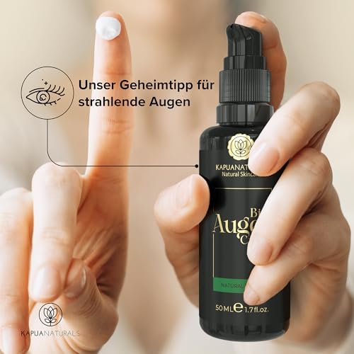 BIO Augencreme hochdosiert • 50 ml +Hyaluronsäure +Allantoin +Arganöl • 100% Vegan & BIO • Augencreme gegen Falten & Augenringe • Premium Anti-Aging Augenpflege Made in Germany • Augenringe entfernen