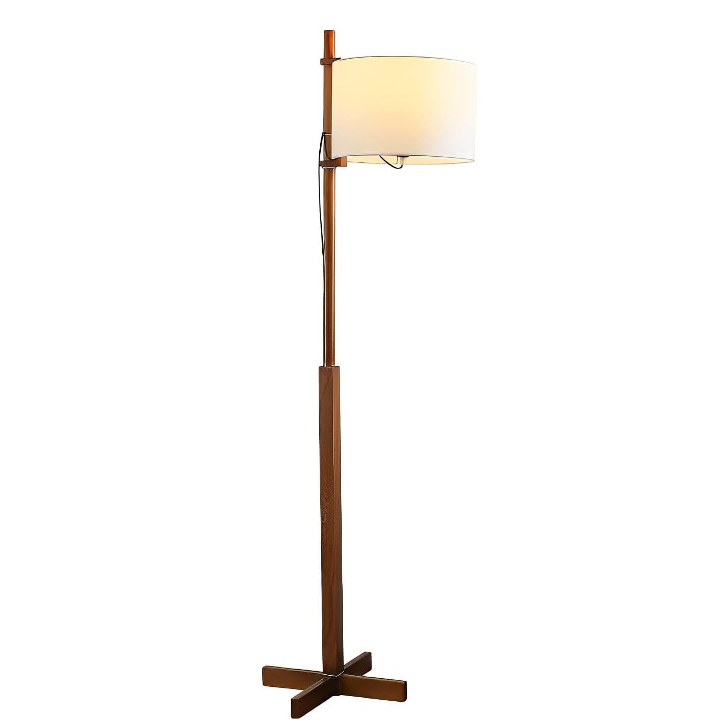 Lámpara de pie de madera maciza Retro, lámparas de pie para sala de estar, iluminación brillante con pantalla de tela, lámpara de pie para dormitorio