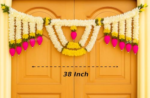 Image of Divyakosh Diwali Decoration Bandhanwar for Main Door - 38 Inch | Fancy Toran for Entrance Door | Door Hangings & Garland for Home | Artificial Thoranam for Mandir, Temple, Pooja Room