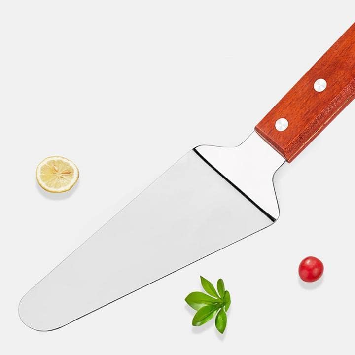 10 espátulas triangulares para tartas para tartas de pizza, mango de madera, mango de madera, acero inoxidable, 10 unidades 7