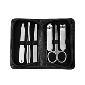 GMOIUJ Nail Repair and Beauty Tool Set, Stainless Steel Nail Clippers, Black PU Leather Clip