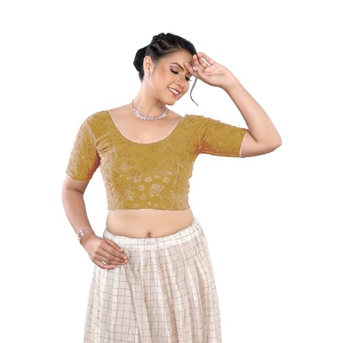Image of Stay On Trend: Fashion Readymade Blouses for Women,Round Neckline Terry Jacquard Fabric.