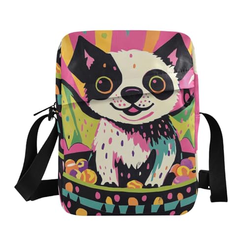 KLL Halloween Puppy with Bat Wings Colorful mens messenger bag crossbody Vegan Leather Small Crossbody Bag For Women Travel Woman Handbag Shoulder Strap