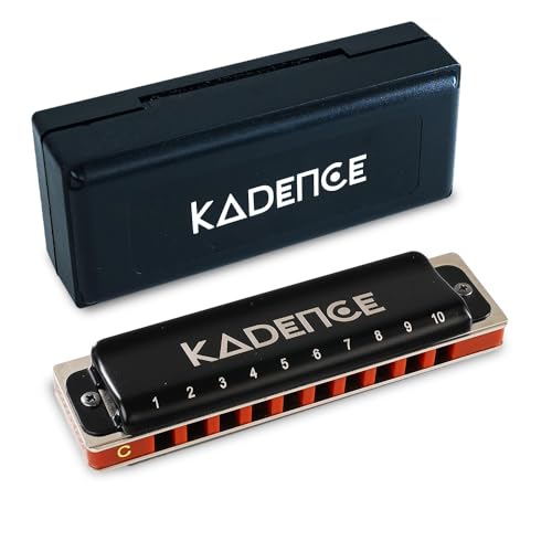 Image of Kadence PB10 Jamming Series 10-Hole Diatonic Harmonica (Mouth Organ) | C Major | ABS Comb with Brass Reed Plates & Stainless Steel Coverplates | Includes Hard Case & Learning Course | Black