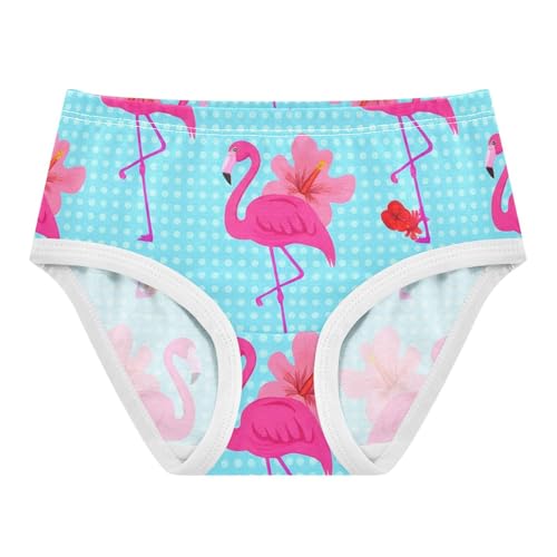 Animal Toddler Underwear Custom 2t Cotton Little Girl Panties Pink Flamingos Tropical Blue Undies Kids Briefs