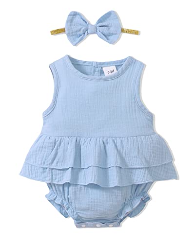 Image of Renotemy Newborn Infant Baby Girl Clothes Rompers Summer Jumpsuits Short Sleeve Romper Infant Baby Clothes Girl