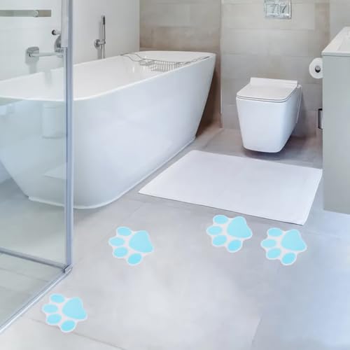 Sewroro 10 Stück rutschfeste Pfoten Badewannenaufkleber Selbstklebende Anti Rutsch Aufkleber aus PVC Blau für Bad Dusche Küche und Treppen