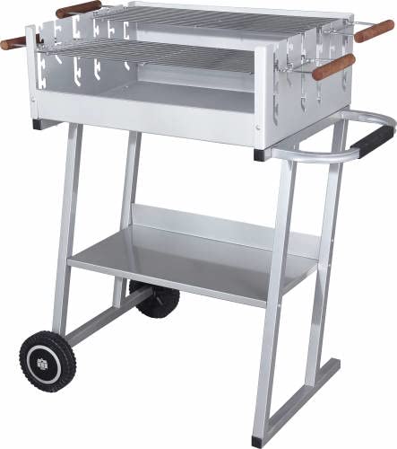 Tarrington House Holzkohlegrill Brigida, Stahl, 2 höhenverstellbare Roste, mit Rädern, silber