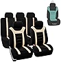 FH Group Car Seat Covers Combo Sports Full Set Beige Accessories Van Seat Covers , Airbag and Split Rear Car Seat Cover Universal Fit Interior Car Seat Protector Trucks SUV Car Automotive Seat Covers