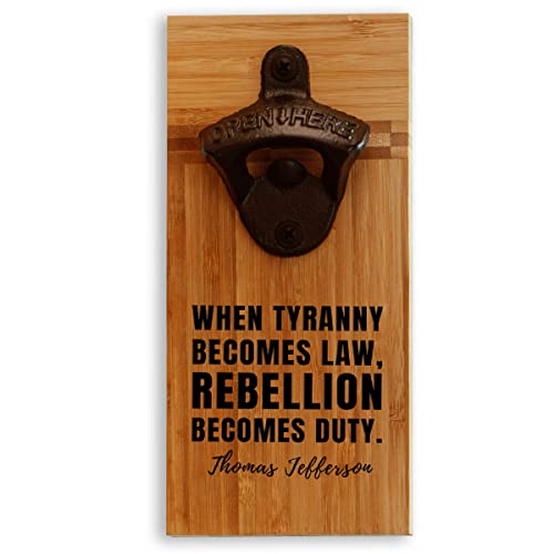 Patriotic American Bottle Opener - Handmade 100% Solid Bamboo - Conservative Beer Lover Gift #TOP10