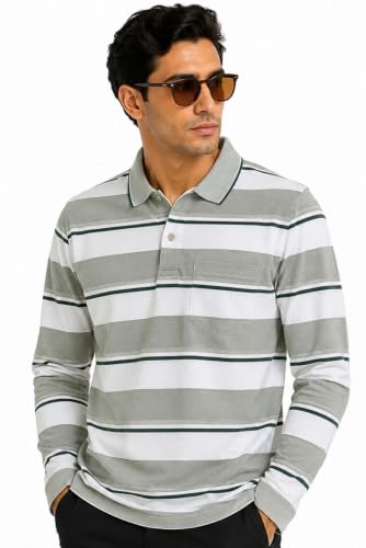 Image of SANE ORIGINALS Men's Full Sleeve Polo T-Shirt with Pocket, Premium Cotton Blend Collar Neck Tee