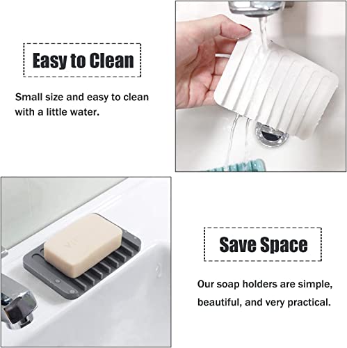 Image of Self Draining Soap Dishes Pack of 3 Random, Silicone Soap Saver, Waterfall Drainer Soap Holder for Bathroom